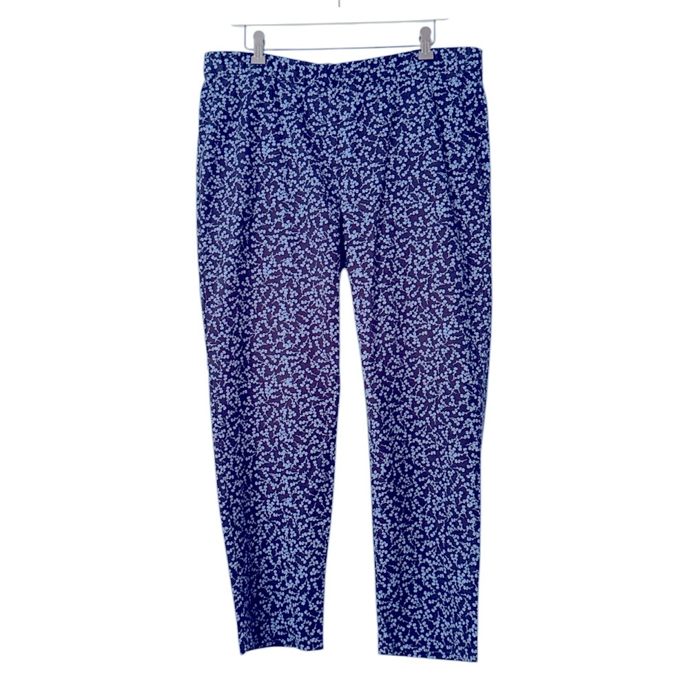J. Jill Slim Ankle Cotton Pull-On Pants Navy and Blue